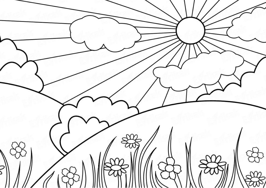 Palm trees, sea and sun coloring book
